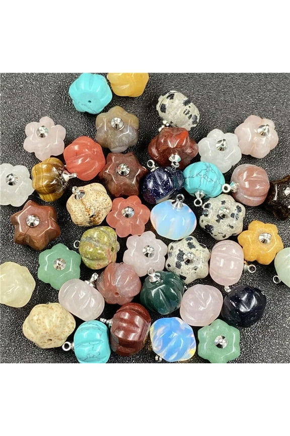 20pcs Wholesale Mixed Natural Stone Carving Pumpkin Pendant Necklace Jewelry