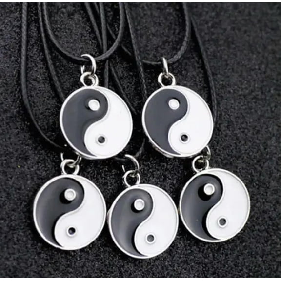 K-KED 20pcs fashion Taoism Tai Chi yin yang Pendant Black Leather necklace 17.5inch
