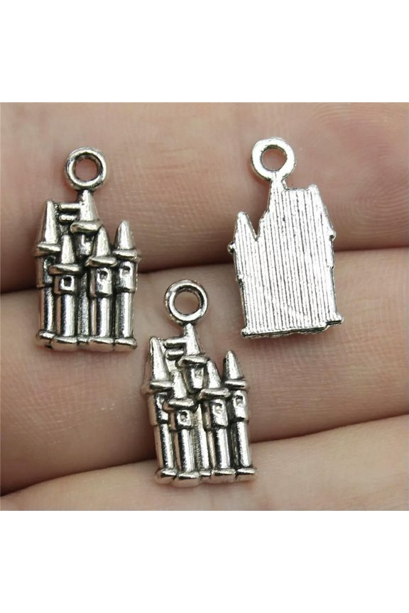 220 Pcs Antique Silver castle Charms Pendant 19x10MM C12015