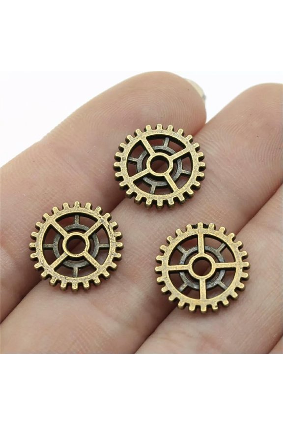 230 Pcs Bronze Plated Gear Wheel Charms 14X14MM A12752