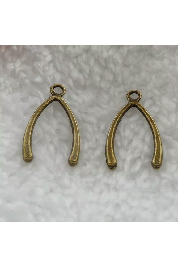232 pcs bronze plated wishbone charms 25x15mm B197