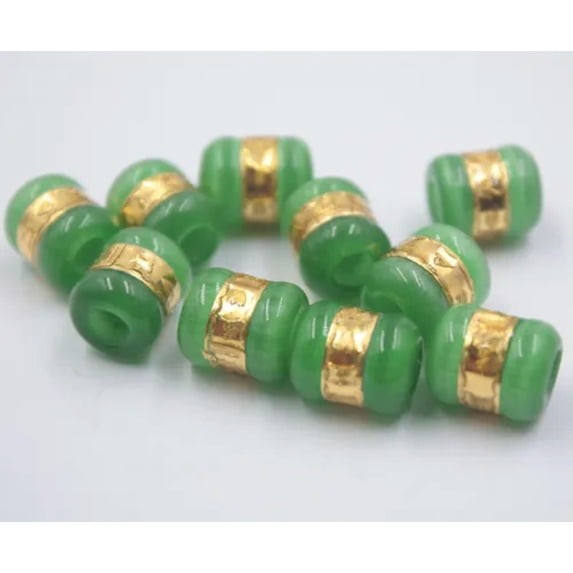 K-KED 24K Yellow Gold Foil Pendant For Women Cat's Eye Quartz Stone Transfer Beads -1PCS