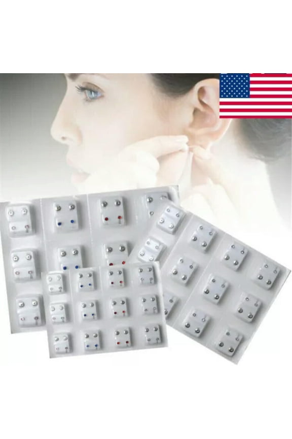 24Pcs Medical Earrings Piercing Tool Kit Ear Stud Surgical Steel Ear Studs US.-Multi-Coloured-12Pairs