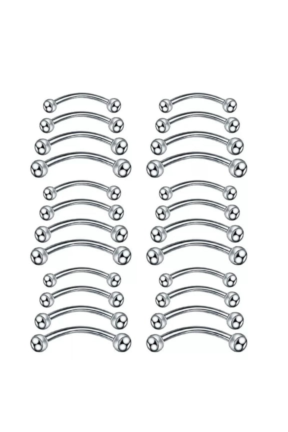 24pcs 4 Size Curve Barbell Eyebrow Bar Cartilage Earring Studs Piercing Jewelry-default