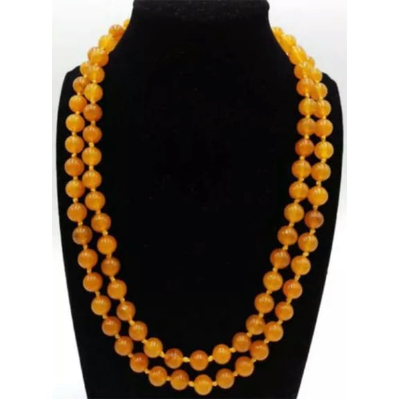 K-KED 25" 36" 50" 6/8/10/ 12mm Apatite/Topaz/Agate/Jade/ Gems Round Beads Necklace AAA-50 Inches-8 mm-Orange South America Topaz