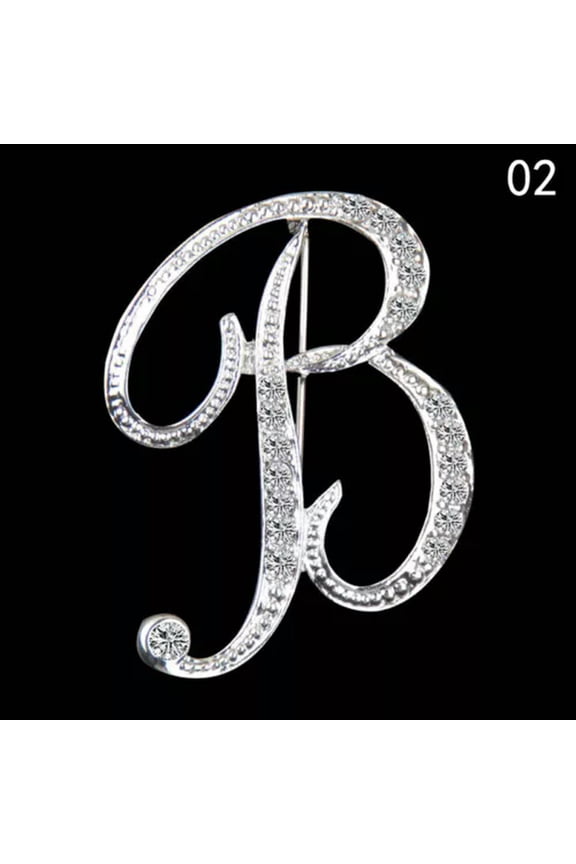 26 Letters Crystal Rhinestone Alphabet Brooch Pin Wedding Women Delicate Jewelry Gift-B