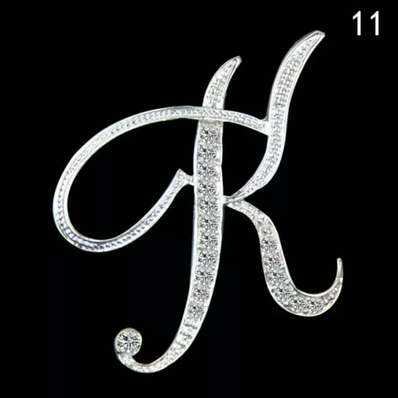 K-KED 26 Letters Crystal Rhinestone Alphabet Brooch Pin Wedding Women Delicate Jewelry Gift-K