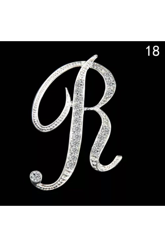 26 Letters Crystal Rhinestone Alphabet Brooch Pin Wedding Women Delicate Jewelry Gift-R