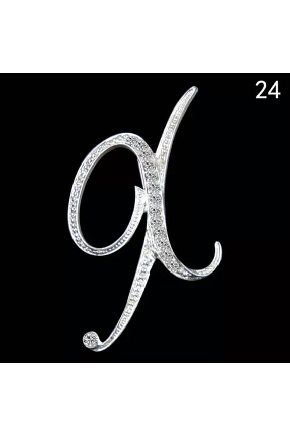 26 Letters Crystal Rhinestone Alphabet Brooch Pin Wedding Women Delicate Jewelry Gift-X