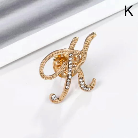 K-KED 26 Letters Crystal Rhinestone Alphabet Brooch Pin Wedding Women Delicate Jewelry Gifts-K