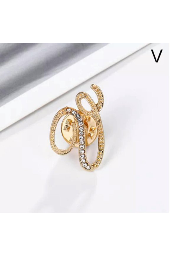 26 Letters Crystal Rhinestone Alphabet Brooch Pin Wedding Women Delicate Jewelry Gifts-V