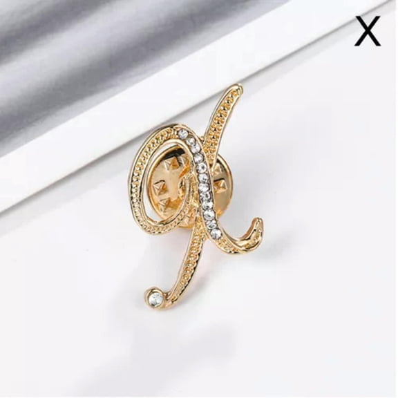 K-KED 26 Letters Crystal Rhinestone Alphabet Brooch Pin Wedding Women Delicate Jewelry Gifts-X
