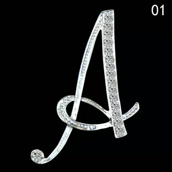 K-KED 26 Letters Crystal Rhinestone Alphabet Brooch Pin Wedding Women Jewellery-A