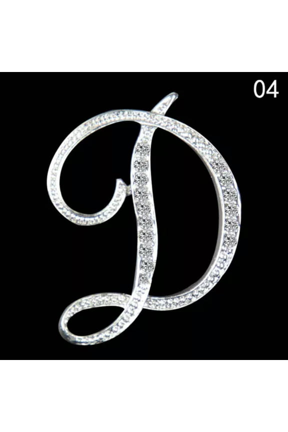 26 Letters Crystal Rhinestone Alphabet Brooch Pin Wedding Women Delicate Jewelry Gift-D