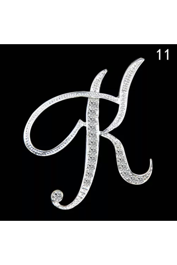 26 Letters Crystal Rhinestone Alphabet Brooch Pin Wedding Women Jewellery-K