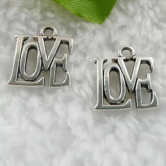 K-KED 280 pcs tibet silver LOVE charms 15x13mm B042