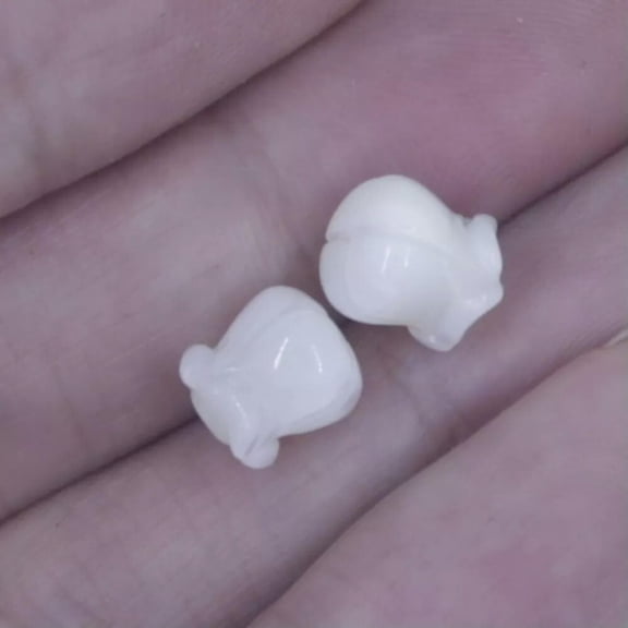 K-KED 2PCS 8mm Natural White Rose Sea Shell Mother of Pearl Spacer Beads