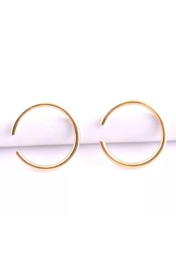 2PCS Fake Piercing Nose Lip Ring Hoop Ear Body SILVER BLACK GOLD Steel Clip On-gold