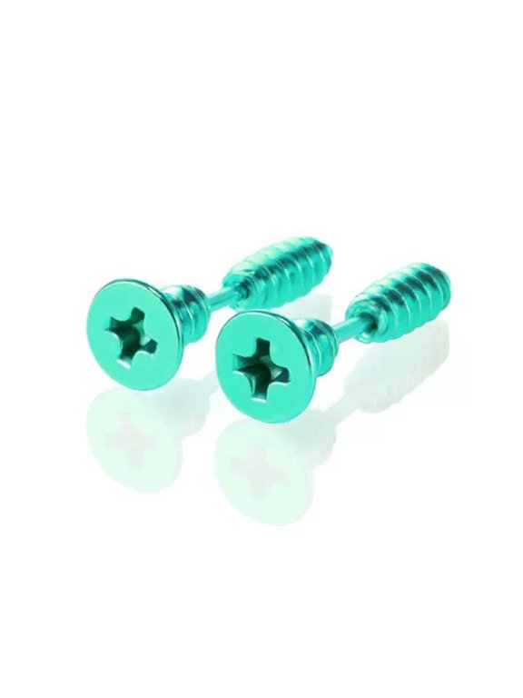 2PCS Stainless Steel Creative Ear Studs Earring Men Women Screw Back Earrings-Green