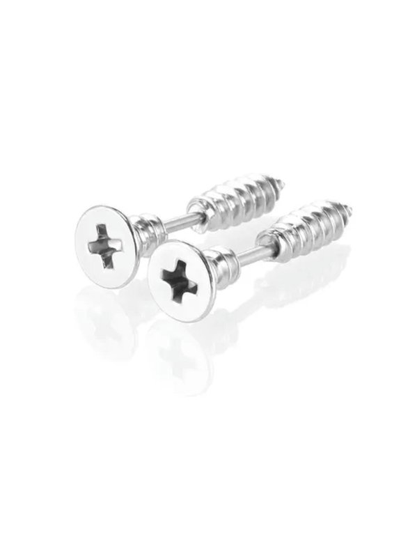 2PCS Stainless Steel Creative Ear Studs Earring Men Women Screw Back Earrings-Stainless