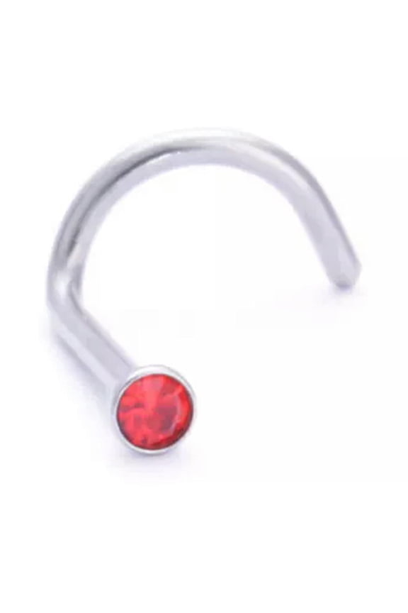 . 2PCS Surgical Steel Small Gem Crystal Screw Nose Stud Nose Ring Hoop Piercing-red