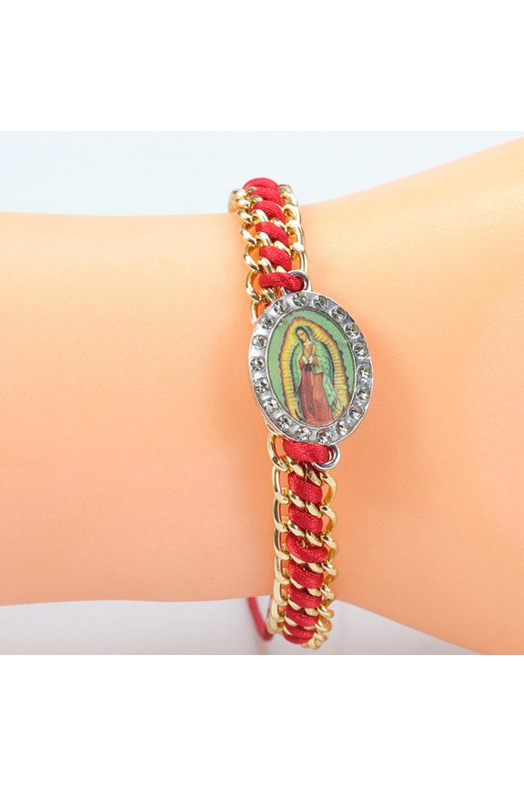 2Pcs Alloy Goddess Handmade Weave Christmas Day Party Gift Bracelets Multicolor-3-2PCS