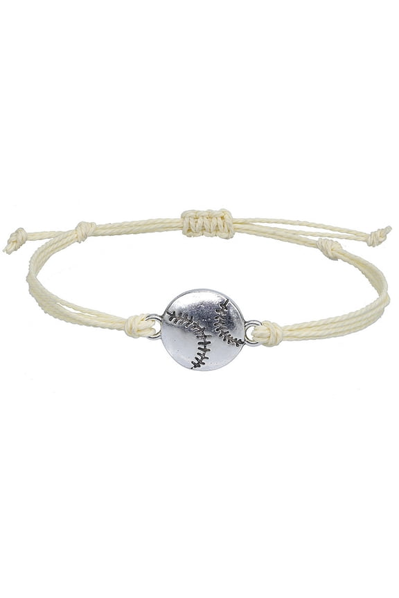2Pcs Football Bracelet Wax Thread Woven Volleyball Baseball Rugby Basketball-Baseball-2PCS