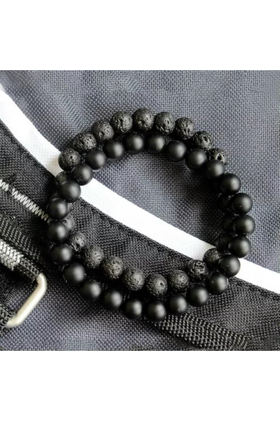 2Pcs/Set Men's 8MM Black Onyx Lava Stone Essential Oil Diffuser Beaded Bracelets