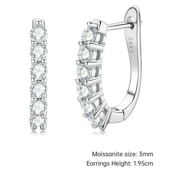K-KED 2mm/3mm Round Cut Moissanite Hoop Earrings Women Sterling Silver GRA Certified