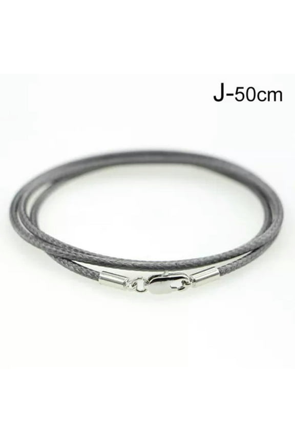 2mm 45/50cm Necklace Rope Leather Cord Stainless Steel Lobster Clasp Mens Womens-Gray -50cm