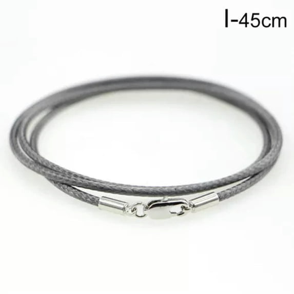 K-KED 2mm 45cm Leather Wax Rope Cord Necklace Chain DIY Bracelet String Lobster Clasp-Gray -45cm