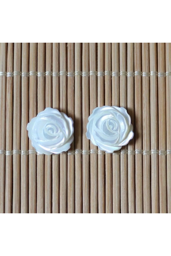2pcs 12mm Half Hole Rose Shell Natural White Mother of Pearl Loose Earring DIY