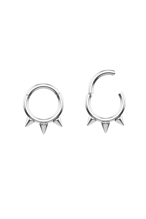 2pcs Clicker Ring with Spike Earring Nose Hoop Helix Tragus Cartilage Piercing-16G 8mm