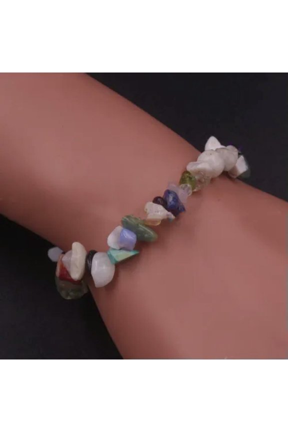 2pcs Gemstone 5-8mm Chip Beads Stretchy Bracelet Reiki Chakra Fashion Jewelry-Randomly Mixed-6.5 lnches