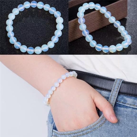 K-KED 2x 8mm Round Crystal Moonstone Natural Stone Stretched Beaded Bracelet for WY:yq