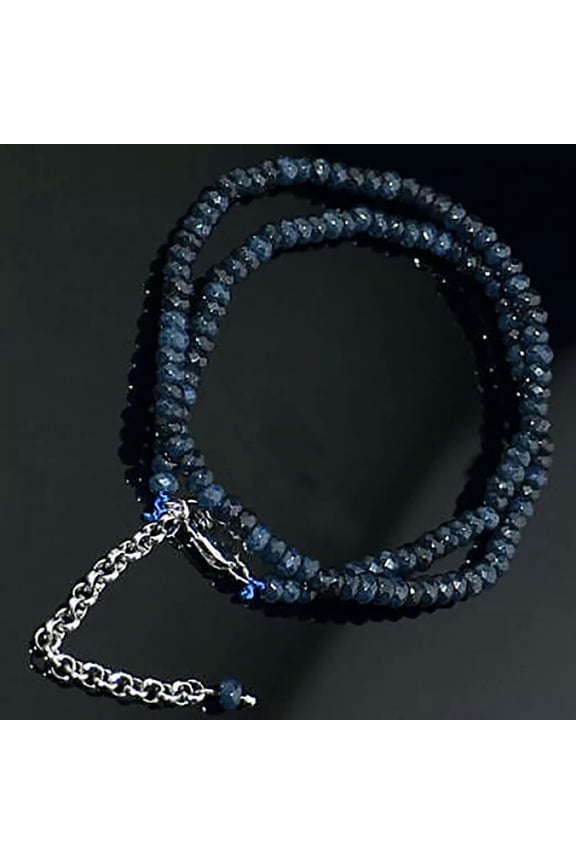 2x4mm Dark Blue Jade Faceted Rondelle Gems Beads Necklaces 18''Silver Clasp AAA