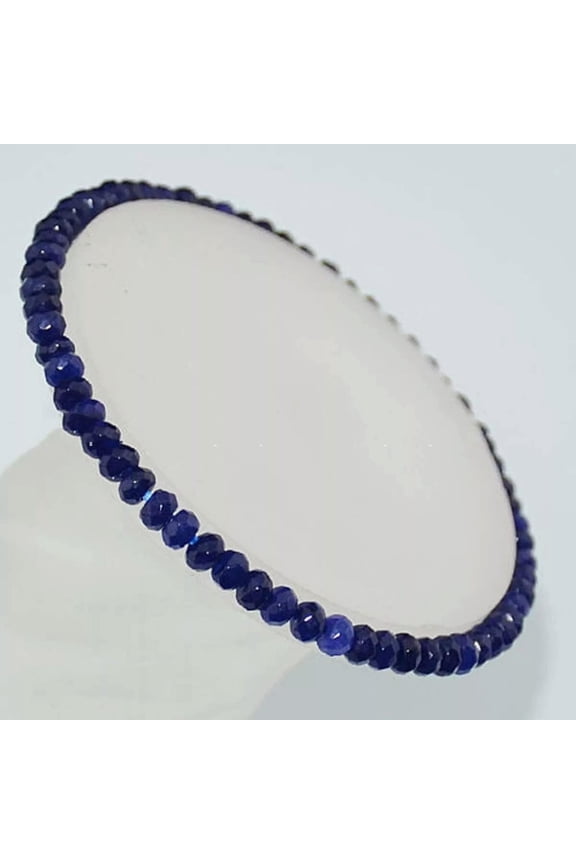 2x4mm Faceted Dark Blue Jadeite Rondelle Beads Elastic Bracelet 7.5''