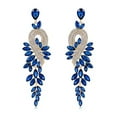 thumbnail image 1 of K-KED 3.5" Big Blue Large Gold Long Rhinestone Crystal Pageant Dangle Earrings Formal, 1 of 3
