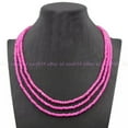 thumbnail image 1 of K-KED 3 Rows Facted 2x4mm Multicolour Gemstone Rondelle Beads Necklace 17-19 In AAA-Rose Red Jade, 1 of 8