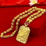 K-KED 3 Types Mens 24K Yellow Gold Plated Dragon GuanYin Pendant Chains Necklace 24"-Dragon Pendant Necklace