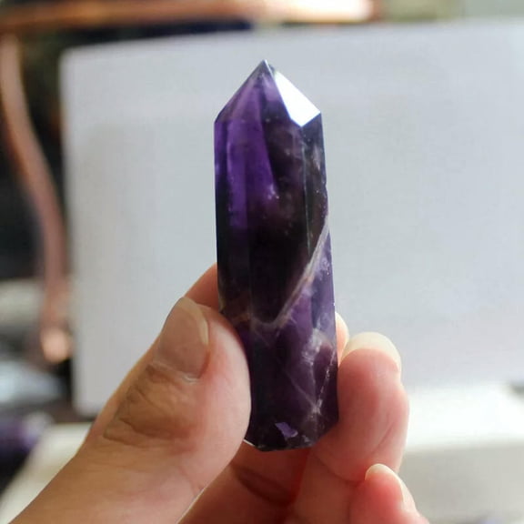 K-KED 30-50mm Raw Natural Dream Amethyst Quartz Crystal Point Wand Healing Stone Decor-default