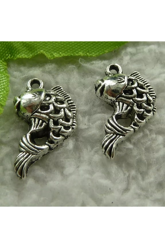 300 pcs tibet silver fish charms 20x12mm B4008