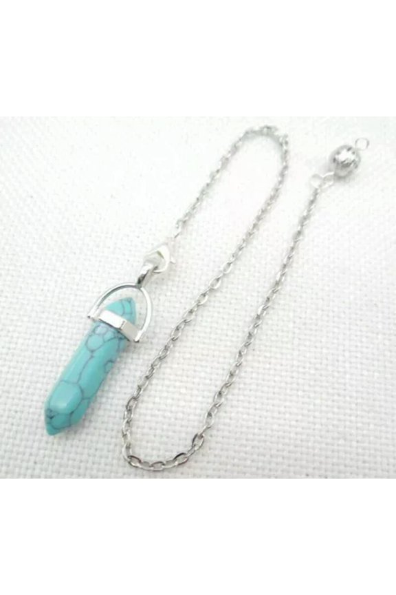 30PCS Natural Stone Quartz Crystal Reiki Chakra Chain Healing Pendulum Pendant-30pcs Turquoise