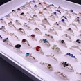 thumbnail image 1 of K-KED 30Pcs Wholesale Colorful Crystal Mixed Rings Bulk Finger Band Ring Delicate Jewelry Lot, 1 of 9