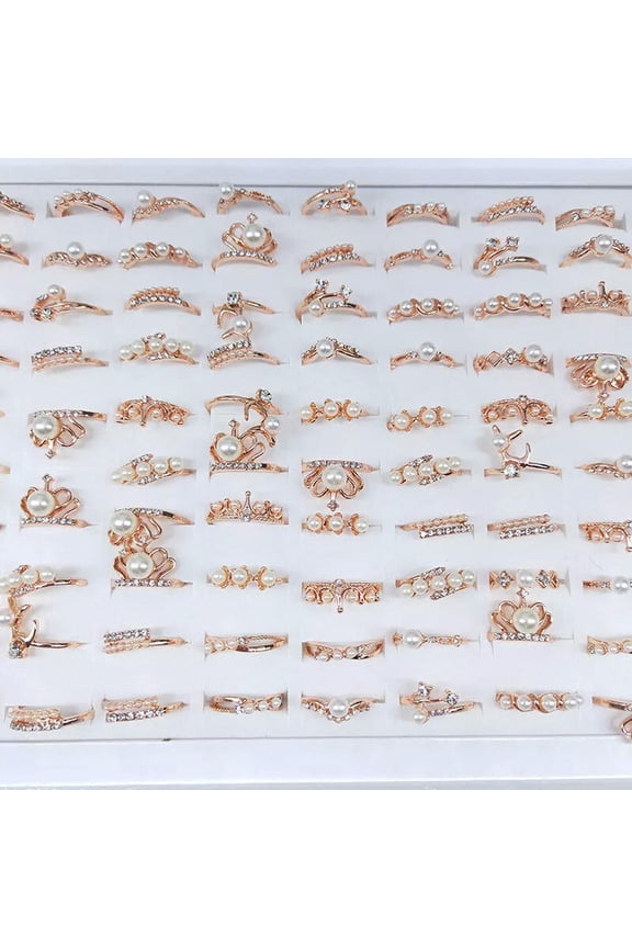 30Pcs Wholesale Ring Pearl Mixed Rings Bulk Finger Band Ring Delicate Jewelry Lot GIft