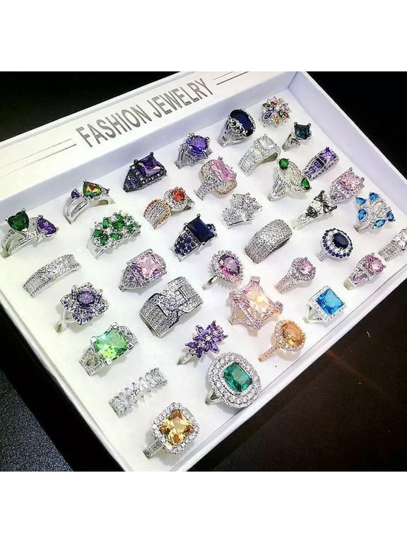 30pcs Lady's Delicate Jewelry Wholesale lots Assorted Cute Rhinestone Fashion Rings