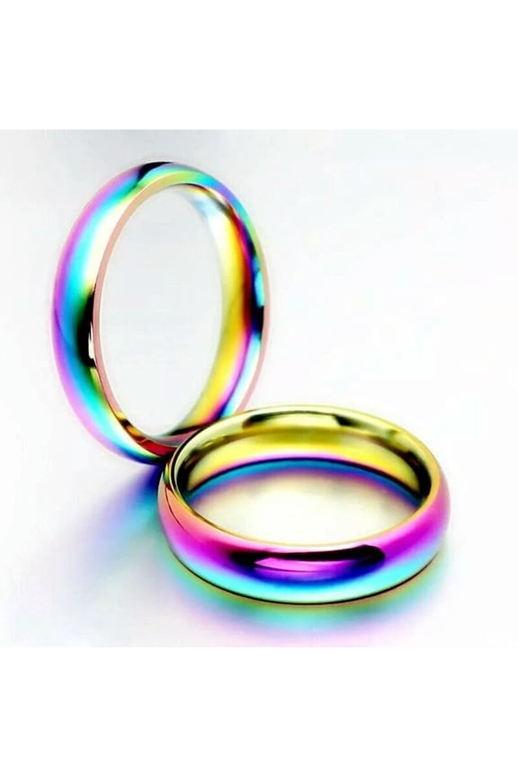 30pcs Rainbow Titanium Stainless Steel Ladies Rings Wedding Band 4mm Ring