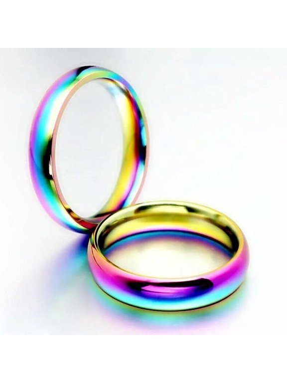 30pcs Rainbow Titanium Stainless Steel Ladies Rings Wedding Band 4mm Ring