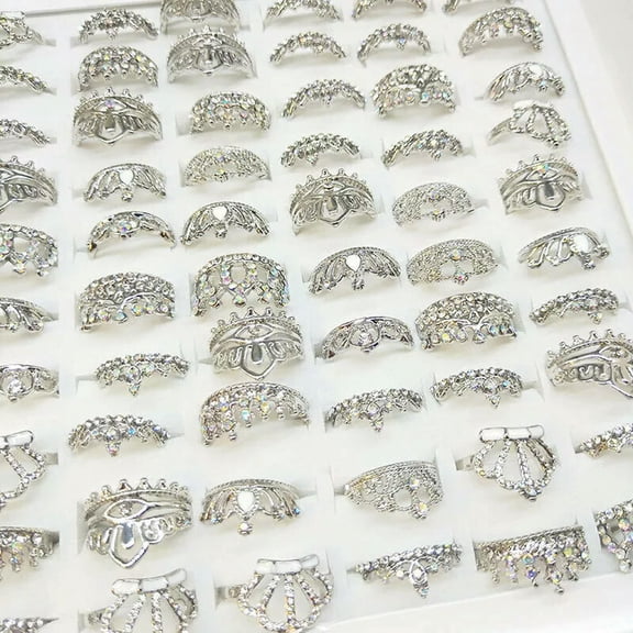 K-KED 30pcs Wholesale Delicate Jewelry Lot Fashion Rings for Women Silver P Wedding Ring
