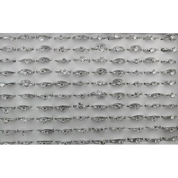 K-KED 30pcs Wholesale Delicate Jewelry Mixed Lots Assorted Clear Cubic Zirconia Wedding Rings